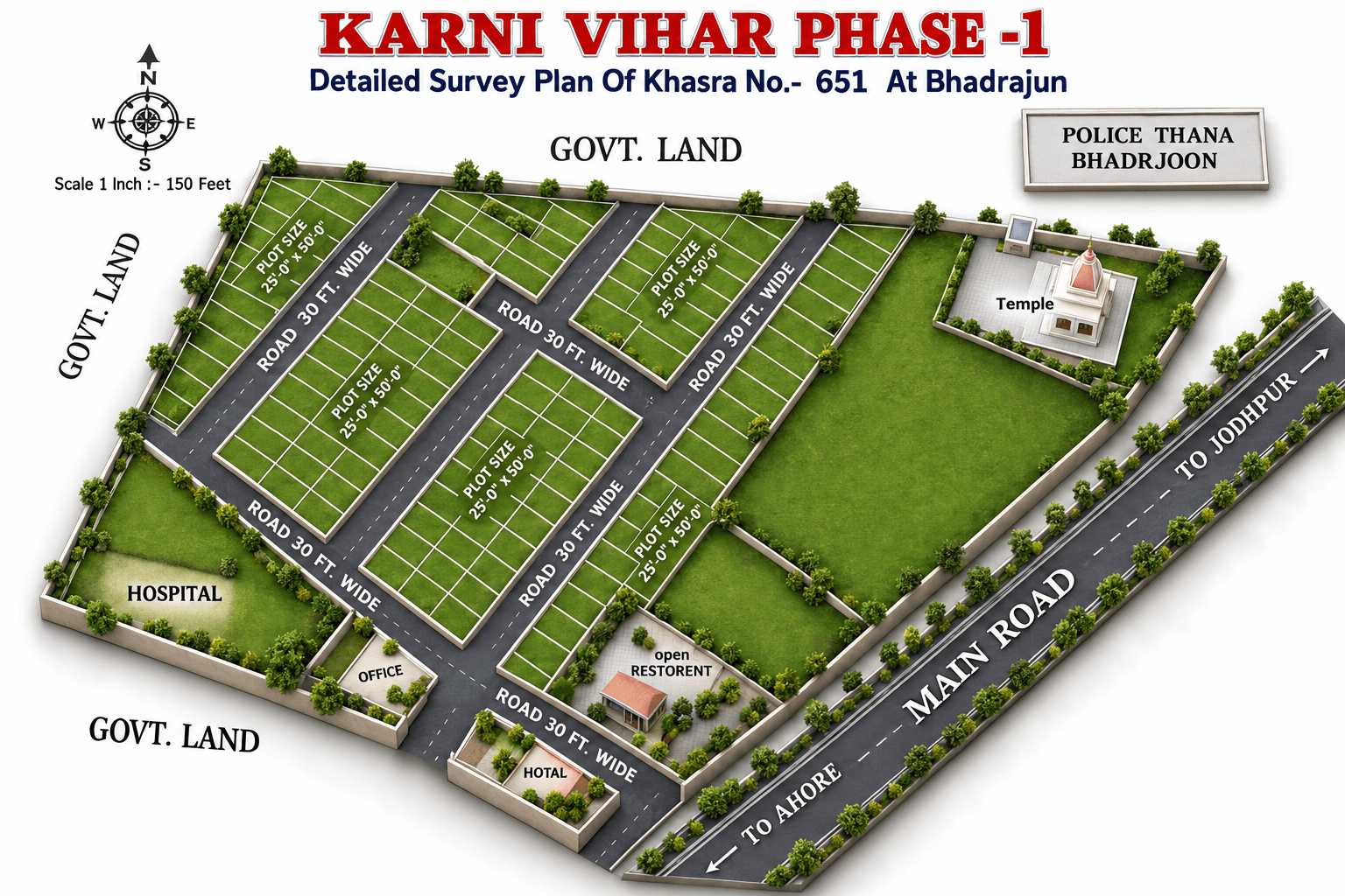 Karni Vihar, Phase I 3D layout presentation at Bhadrajun, Jalore, Rajasthan