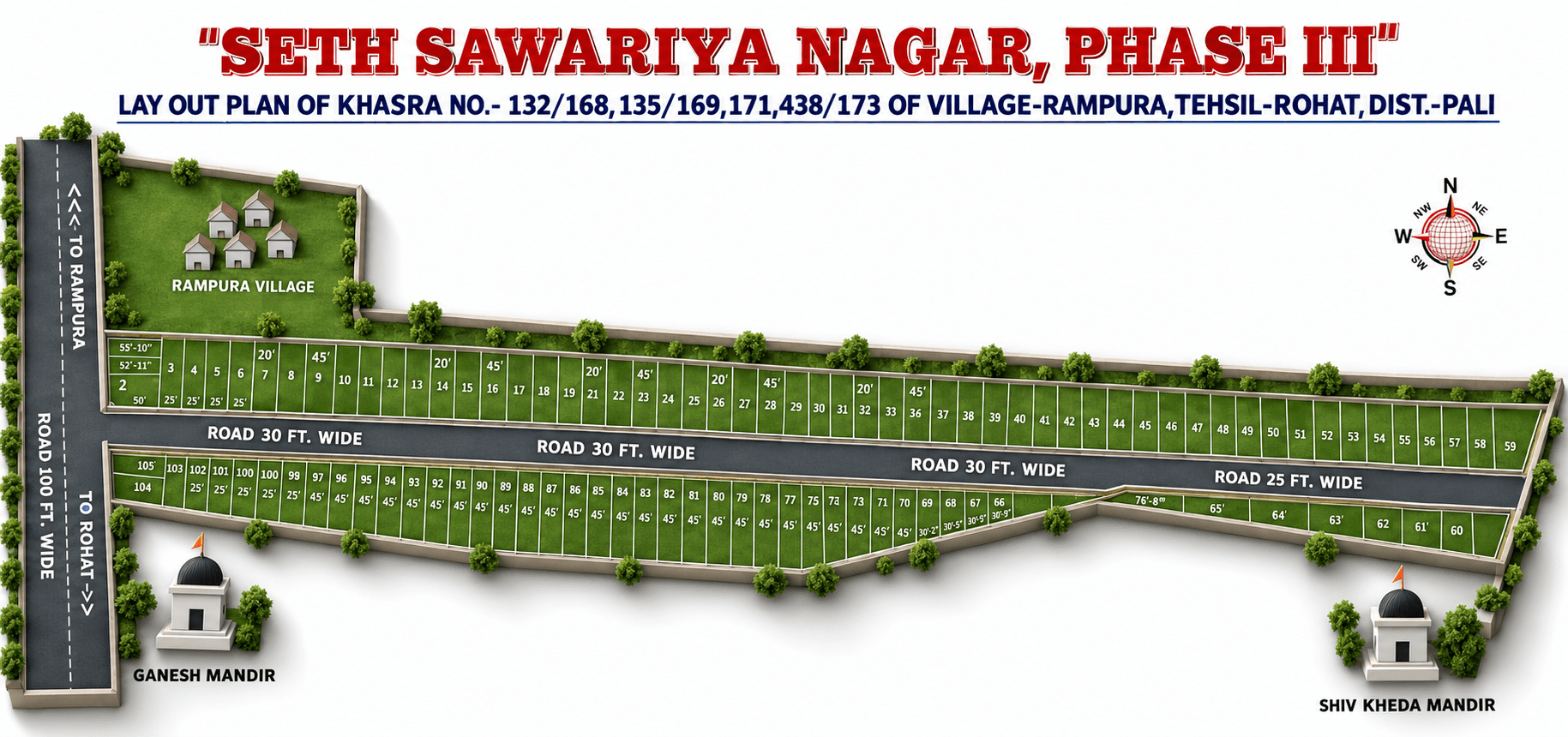 Seth Sawariya Nagar, Phase III 3D layout presentation at Rampura, Pali, Rajasthan